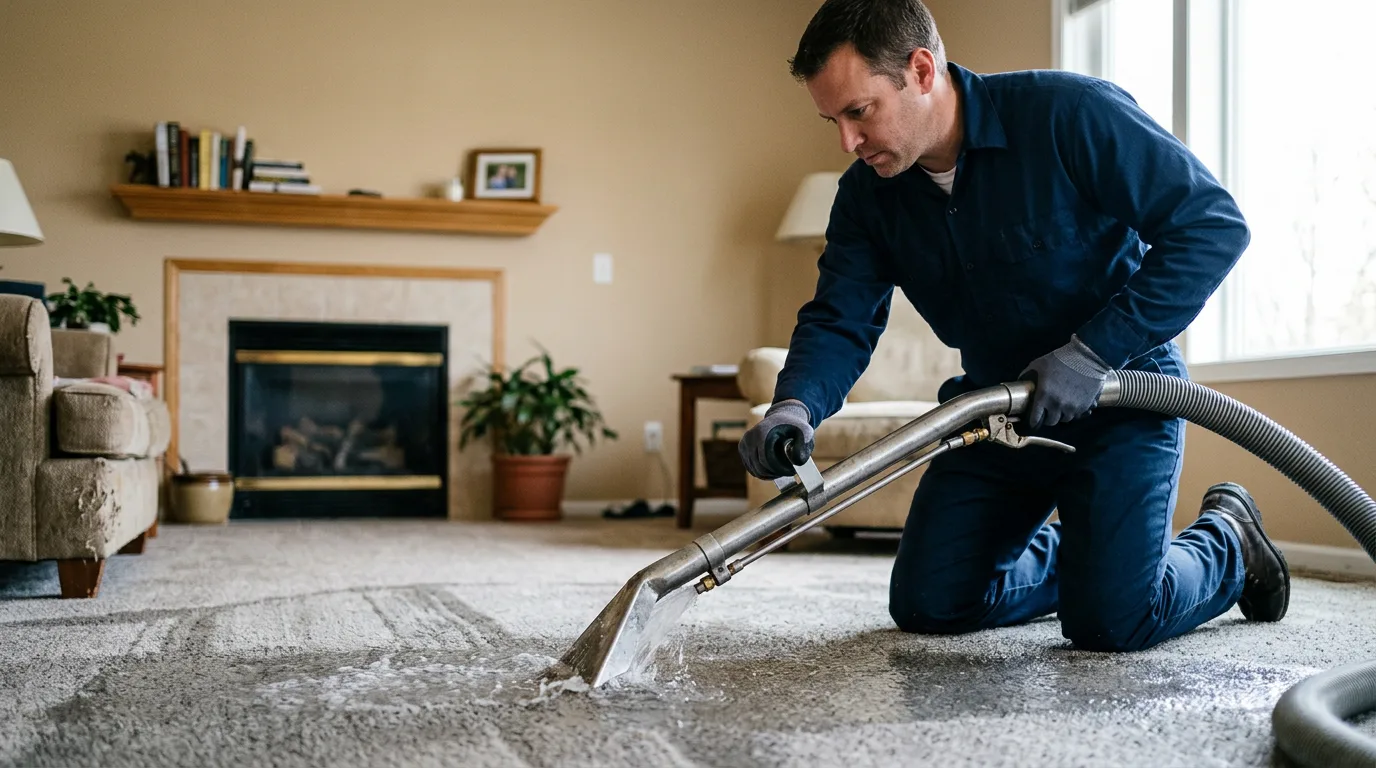 Water damage restoration technician working near Sturgeon, MO